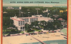 Vintage Postcard 1948 Hotel Bonavista & Cottages Beach Trail Biloxi Mississippi