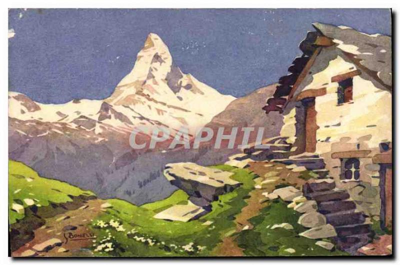 Old Postcard Swiss Matterhorn Versant