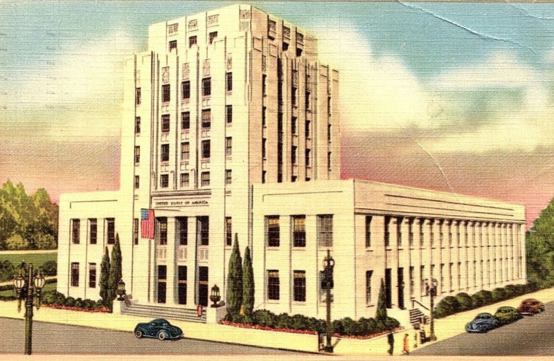 1940s LONG BEACH CALIFORNIA POST OFFICE BUILDING LINEN POSTCARD P613