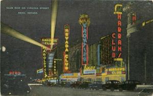 Autos 1960s Night Neon Postcard Casino Row Sierra Kropp Reno Nevada 1334