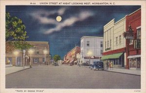 Union Street At Night Looking West Morganton North Carolina