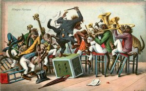 c1907 Postcard Ser.1150 Monkey Orchestra & Conductor, Allegro Furioso! E.V.M.