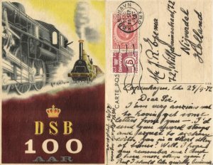 denmark, 100 Aar DSB, Danish State Railways (1947) Postcard