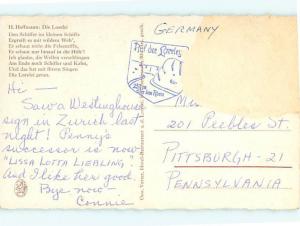 Germany H Hoffman Woman on Cliff Boy in Boat Runaway Bride  Postcard # 5989