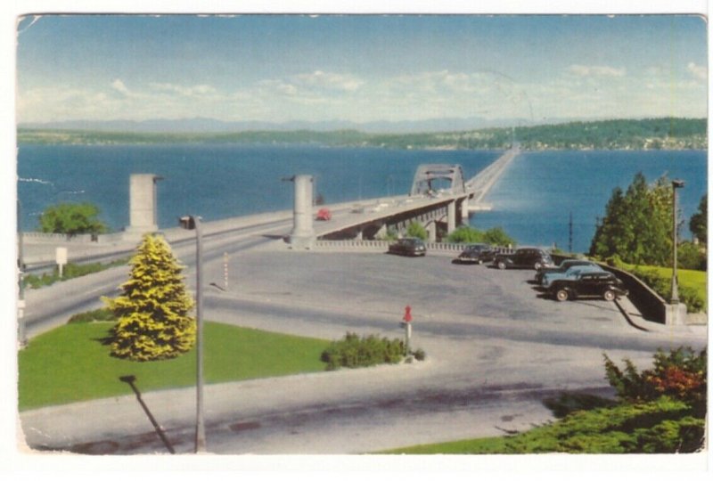 Lake Washington Floating Bridge, Seattle,1963 Postcard, Centennial Slogan Cancel
