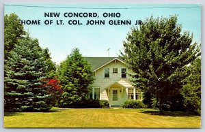 New Concord Ohio~Front View Of Home Of Lt Col John Glenn~Koppel Vintage Postcard