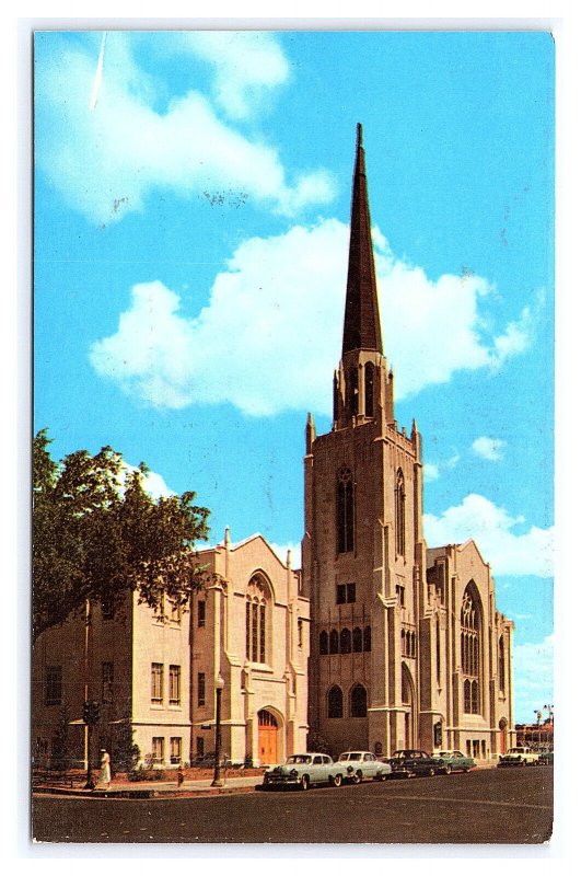 First Presbyterian Church Postcard Tulsa Oklahoma Old Cars