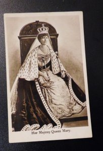 Mint England Royalty Postcard RPPC HM Her Majesty Queen Mary Coronation Robes