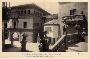 Real Photo,1929 Barcelona Expo, Pueblo Español, Gradas de Santiago, Old Postcard