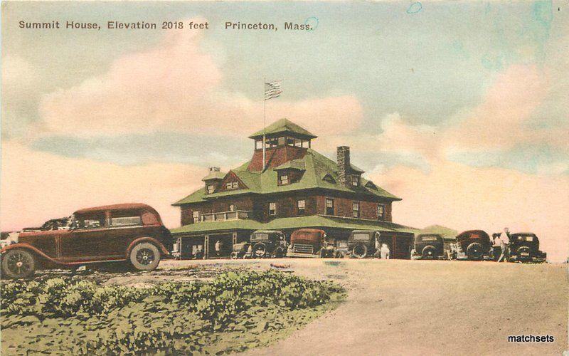 1938 Princeton Massachusetts Summit House hand colored Albertype postcard 7348