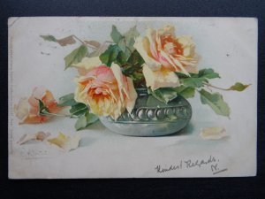 Greeting ROSES With Falling Petals 1905 Postcard by Meissner & Buch