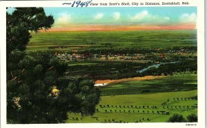 1940s Scotsbluff Nebraska Panoramic View City in Distance Postcard 13-34