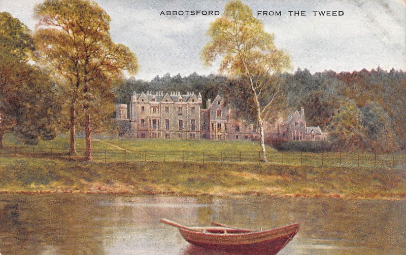 Abbotsford from the Tweed, Scotland, Early Postcard, Unused