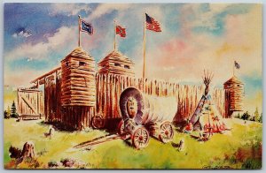 Vtg Angola Indiana IN Buck Lake Ranch Replica of Old Fort Laramie 1960s Postcard