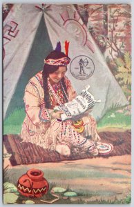 Postcard Advertising Wyandotte Dairyman's Cleaner and Cleanser Native Indian