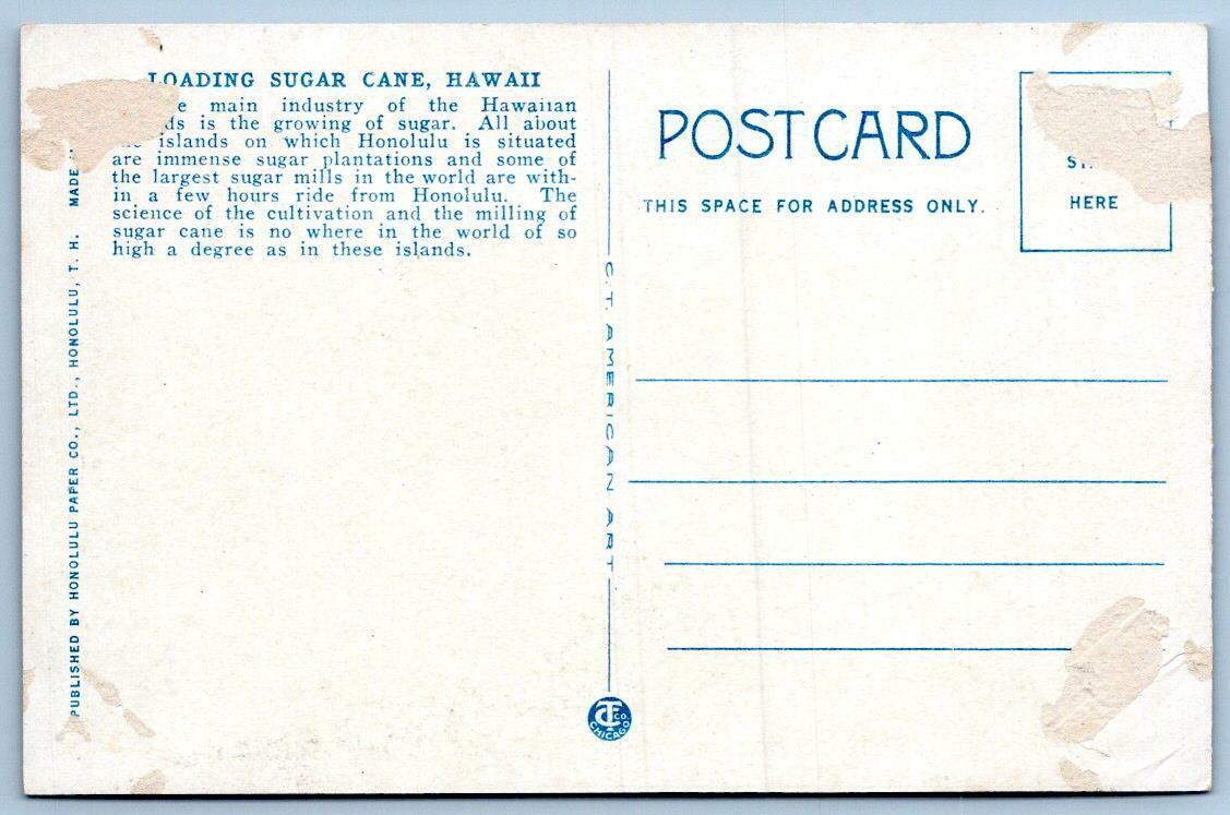 1920'S Loading Sugar Cane*Honolulu Paper Co*Hawaiian Territory*Postcard United States