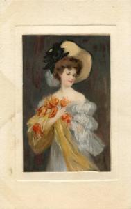 General Correspondence Card- Lady with Orange Flowers