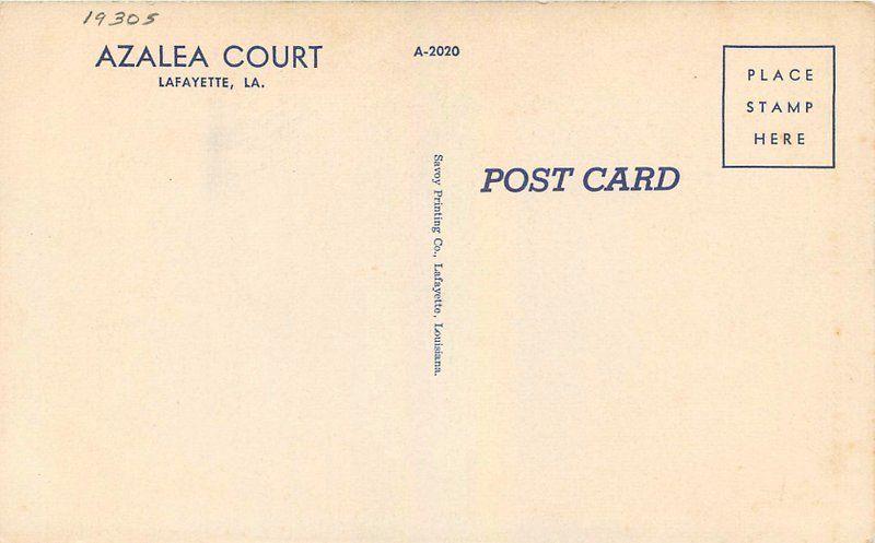 Azalea Court 1930s Lafayette Louisiana Interior Entrance linen postcard 6416