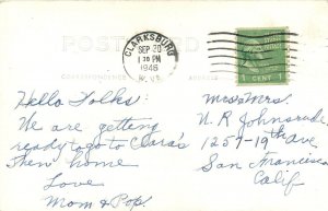 RPPC Postcard Clarksburg WV Public Library, Harrison County, Posted 1946