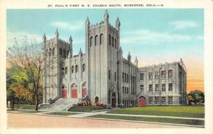 MUSKOGEE, OK Oklahoma   ST PAUL'S FIRST ME CHURCH SOUTH   c1920's Postcard