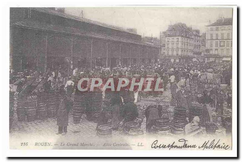 COPYRIGHT Rouen Old Postcard Grand Central walking Allee