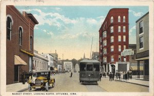 H99/ Ottumwa Iowa Postcard c1920 Market Street North Store Trolley 130