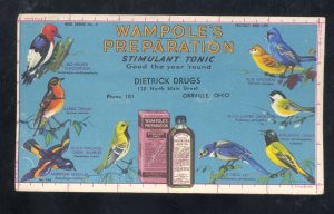 ORRVILLE OHIO DIETRICK DRUG STORE VINTAGE ADVERTISING INK BLOTTER BIRDS