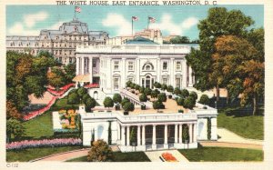 Vintage Postcard 1930's White House Virginia Freestone Entrance Washington DC