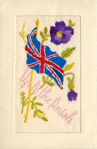 1915 UK Union Jack flag embordered Postcard 25-2515