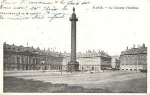 Vintage Postcard 1920's La Colonne Vendome Historical Landmark in Paris, France