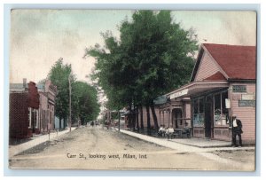 1910 View Of Carr Street Looking West Milan Indiana IN Posted Antique Postcard