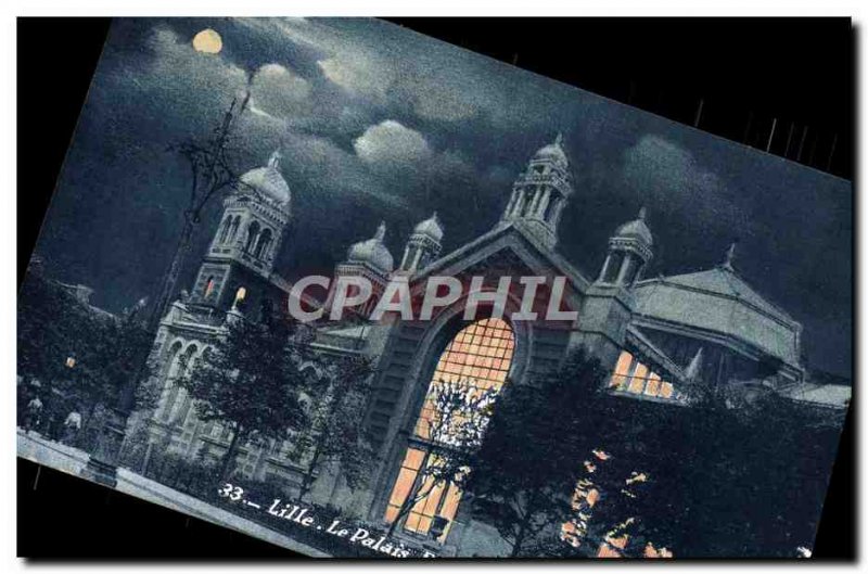 Old Postcard Lille Palace Rameau Night