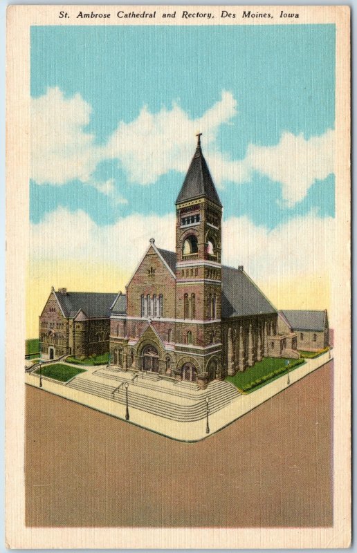 c1940s Des Moines, IA St. Ambrose Cathedral Downtown Church High St 6th Ave A245