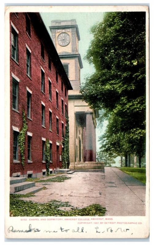 1907 Chapel and Dormitory, Amherst College, Amherst, MA Postcard