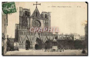 Old Postcard Lyon Place and Church of St Jean