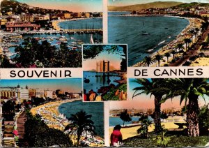 France Souvenir De Cannes Multi View 1951 Postmarked U S S Yellowstone