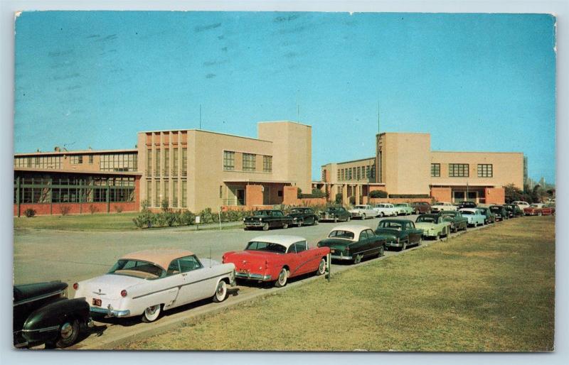 Postcard TX Beaumont Lamar State College of Technology c1950s Cars N11