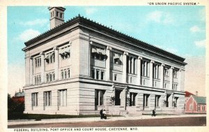 On Union Pacific System Federal Building Cheyenne Wyoming WY Vintage Postcard