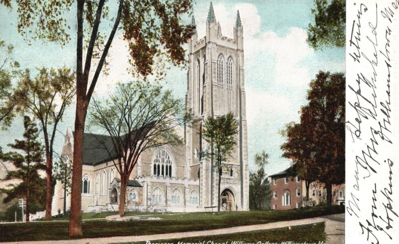 Vintage Postcard Thompson Memorial Chapel Williams College Williamstown Mass.