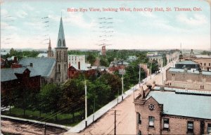 St Thomas Ontario Birdseye View looking West c1907 Postcard E81