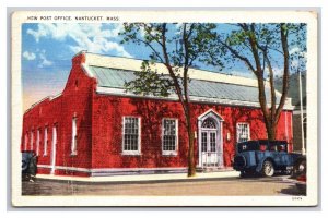 Post Office Building Nantucket Massachusetts MA Linen Postcard N26