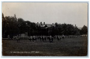 1910 1st Battalion Drill 17th Inf. Fort McPherson Atlanta GA RPPC Photo Postcard