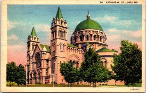 USA Cathedral St. Louis Missouri Linen Postcard C027