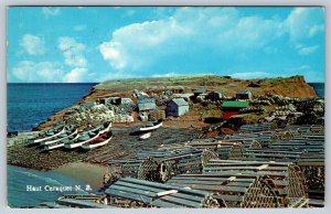 Dory Boats, Lobster Traps, Haut-Caraquet, New Brunswick, Vintage 1969 Postcard