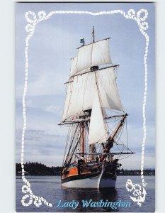 Postcard Tall ship Lady Washington, Grays Harbor Historical Seaport, WA