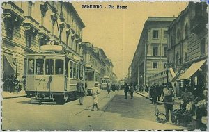 PALERMO city vintage postcard - Via Roma TRAM - 1914-