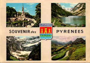 France Lourdes Souvenir des Pyrenees Multi View 1972