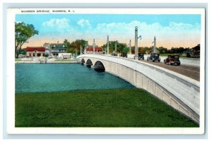 1933 Warren Bridge, Warren, Rhode Island RI Antique Posted Postcard