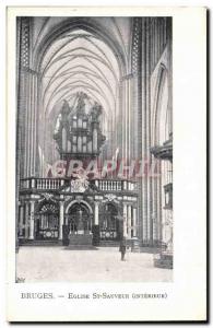 Belgium Bruges Postcard Ancient Church St Sauveur (organ inside)