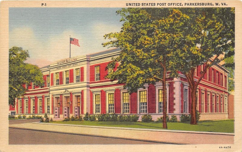 Parkersburg West Virginia 1940s Postcard United States Post Office